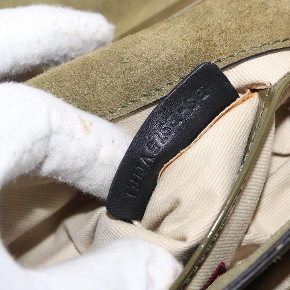 VALENTINO Studs Chain Shoulder Bag Enamel Khaki Gold Auth bs31799 - Picture 12 of 16